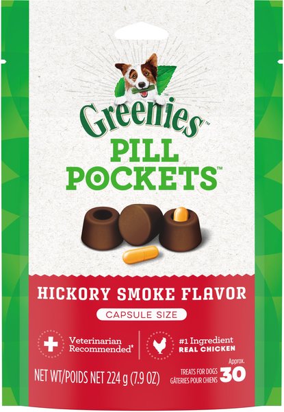 Greenies Pill Pockets Hickory Smoke Flavour Capsule Size Adult Dog Treats, 30 count slide 1 of 9