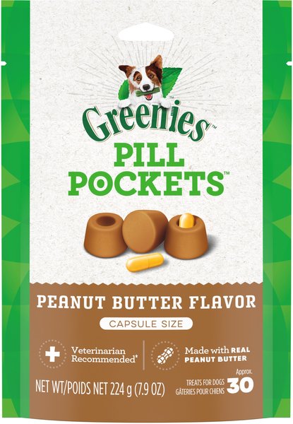 Greenies Pill Pockets Peanut Butter Flavour Capsule Size Adult Dog Treats, 30 count slide 1 of 9