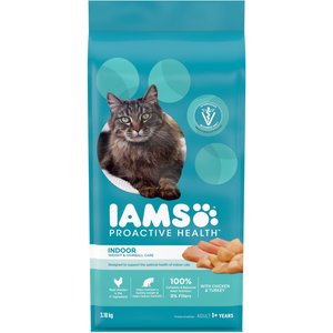 Iams Proactive Health Indoor Weight & Hairball Care with Chicken & Turkey Dry Cat Food, 3.18-kg bag