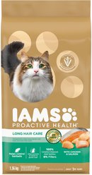 Iams Proactive Health Long Hair Care Adult Chicken & Salmon Dry Cat Food, 1.36-kg bag