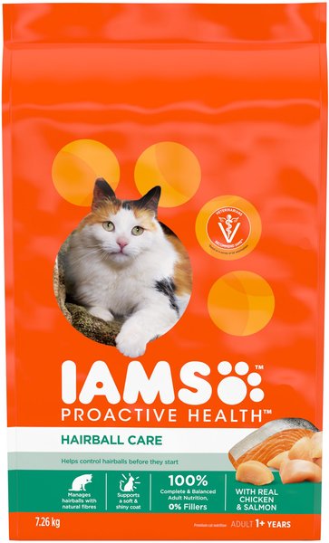 IAMS Proactive Health Hairball Care with Chicken Salmon Dry Cat