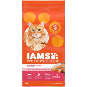 Iams Proactive Health Healthy Adult Salmon Dry Cat Food, 3.18-kg bag
