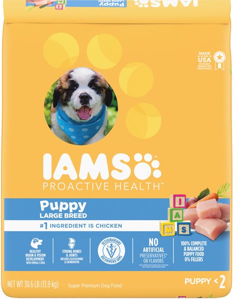 Iams Proactive Health Large Breed Puppy Chicken & Whole Grains Recipe Dry Dog Food, 13.9-kg bag slide 1 of 7