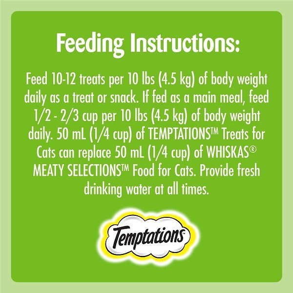 Show full view: Temptations Mix Ups Chicken, Catnip & Cheddar Flavour Soft & Crunchy Cat Treats, 454-g tub slide 4 of 6