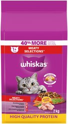 Whiskas Meaty Selections Chicken Natural Adult Dry Cat Food, 2-kg bag