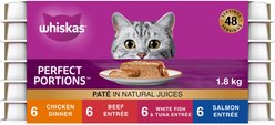 Whiskas Perfect Portions Paté Variety Pack Wet Cat Food, 75-g tray, case of 24