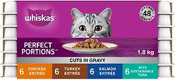 Whiskas Perfect Portions Cuts in Gravy Variety Pack Wet Cat Food, 75-g tray, case of 24