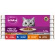 Show in main carousel: Whiskas Perfect Portions Variety Pack Chicken Entree, Beef Entree, Salmon Entree, Turkey Entree Cuts in Gravy & Pate Wet Cat Food, 75-g tray, case of 24 slide 1 of 9