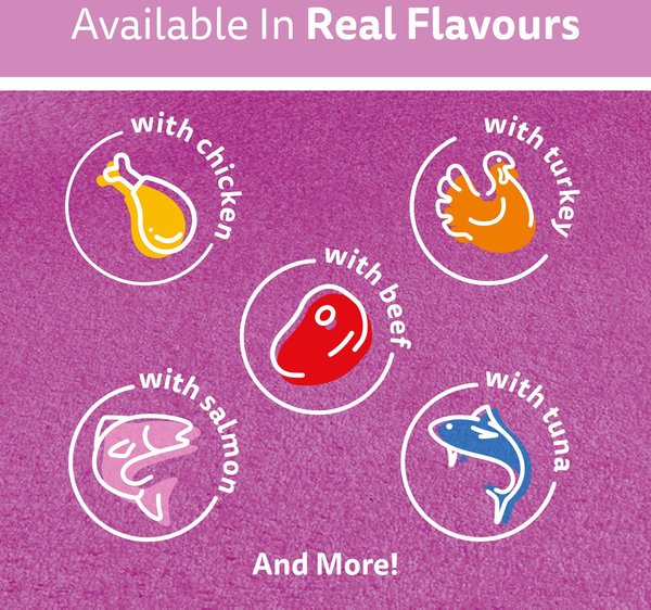 Show full view: Whiskas Perfect Portions Variety Pack Chicken, Chicken & Liver, Salmon, & Tuna Entree Cuts in Gravy & Pate Wet Cat Food, 75-g tray, case of 24 slide 9 of 9