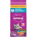 Whiskas Seafood Selections Salmon & Shrimp Flavour Natural Adult Dry Cat Food, 2-kg bag
