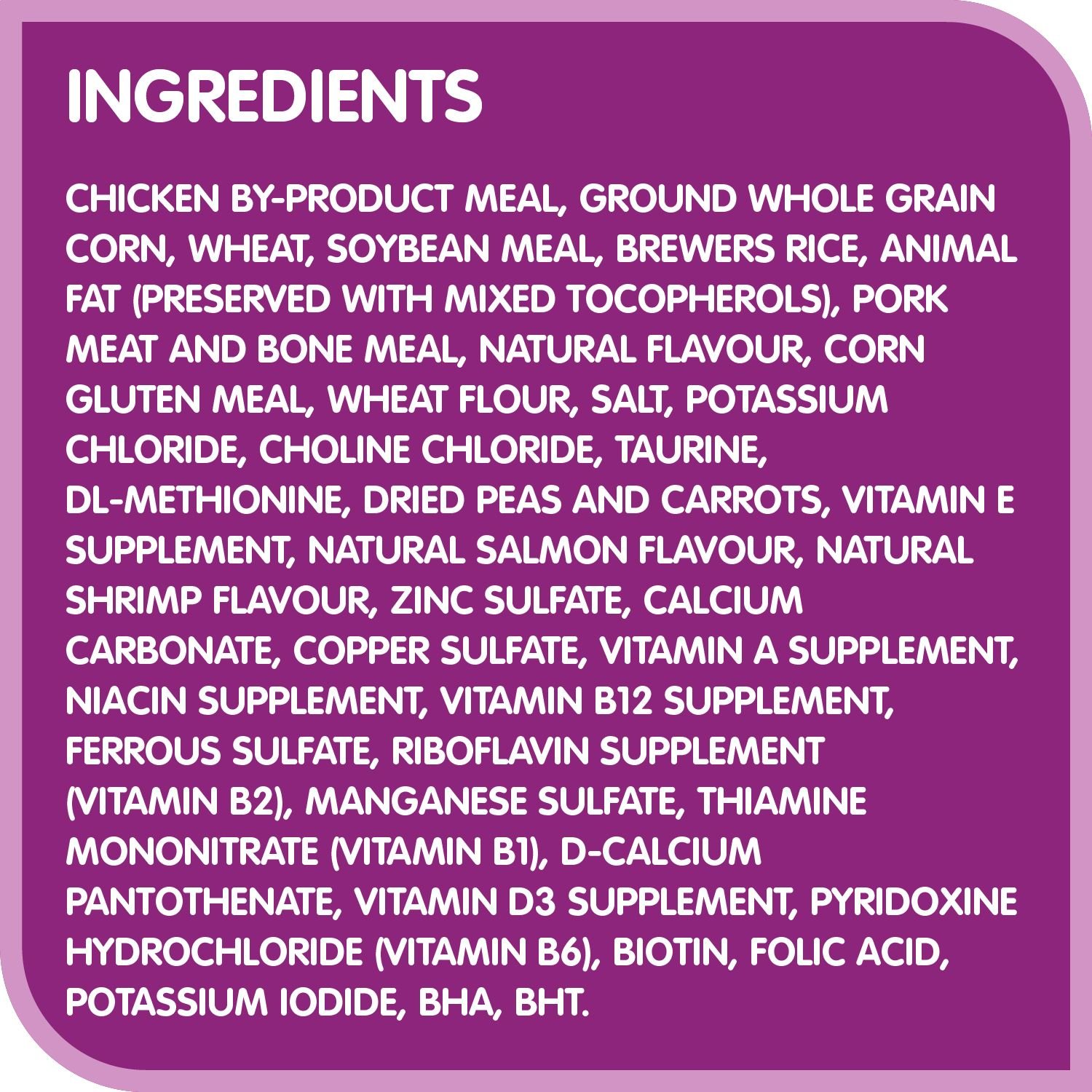 Whiskas dry 2024 food ingredients