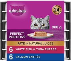 Whiskas Perfect Portions Seafood Selections Pate Wet Cat Food, 75-g tray, case of 12