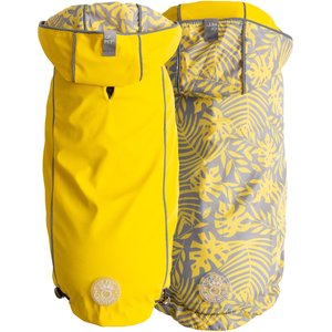 GF Pet Elasto-Fit Reversible Dog & Cat Raincoat, Yellow/Leaves, Small