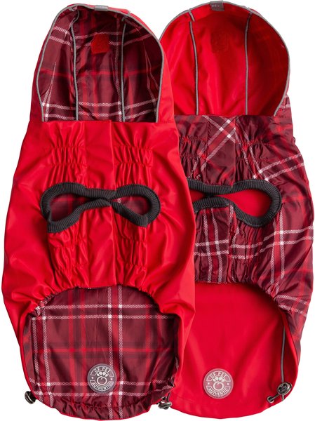 Show full view: GF Pet Elasto-Fit Reversible Dog & Cat Raincoat, Red/Plaid, XXX-Large slide 4 of 9