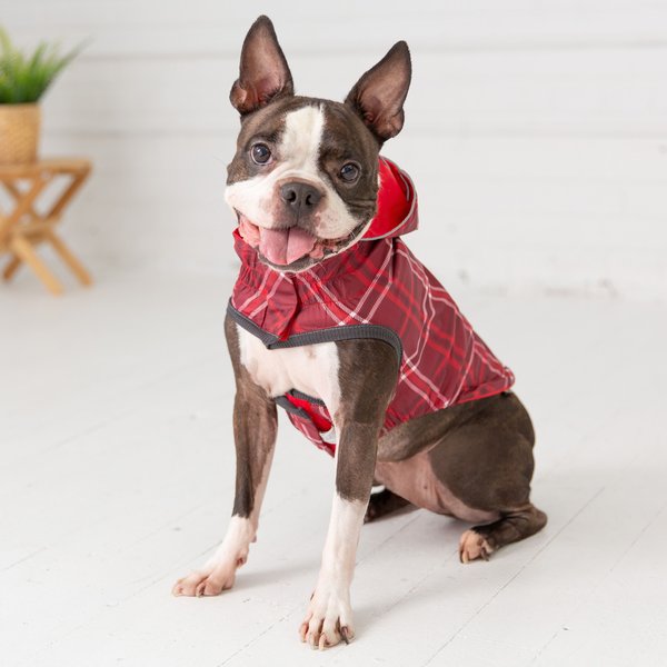 Show full view: GF Pet Elasto-Fit Reversible Dog & Cat Raincoat, Red/Plaid, XXX-Large slide 6 of 9