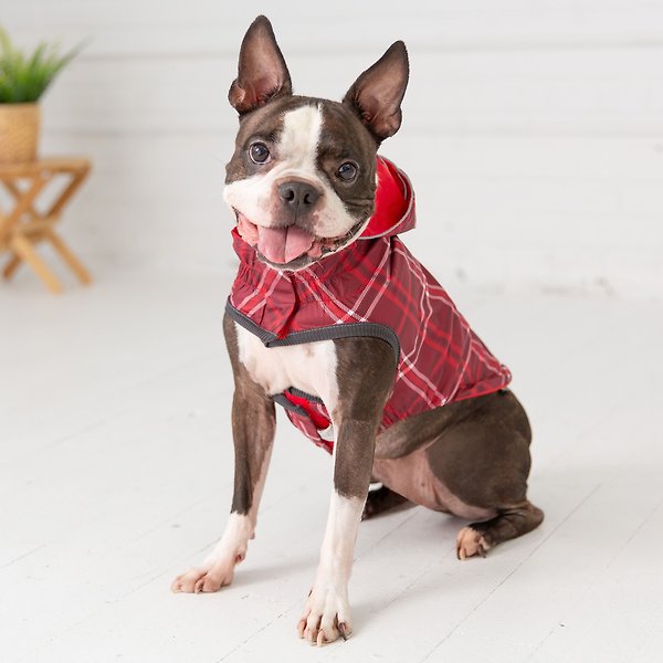 Show full view: GF Pet Elasto-Fit Reversible Dog & Cat Raincoat, Red/Plaid, 4X-Large slide 6 of 9