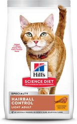Hill's Science Diet Adult Hairball Control Light Dry Cat Food, 3.17-kg bag