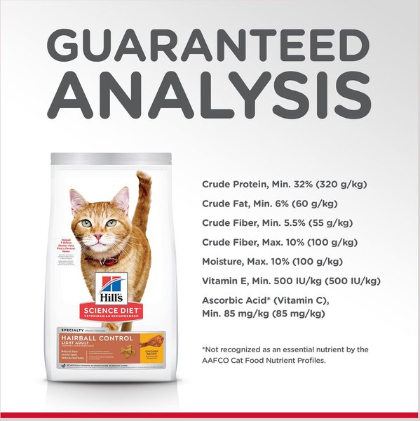 Show full view: Hill's Science Diet Adult Hairball Control Light Dry Cat Food, 3.17-kg bag slide 5 of 10