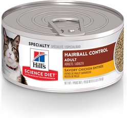 Hill's Science Diet Adult Hairball Control Savory Chicken Entree Canned Cat Food, 156-g can, case of 24
