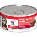 Hill's Science Diet Adult Savory Salmon Entree Canned Cat Food, 156-g can, case of 24