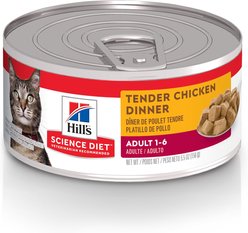 Hill's Science Diet Adult Tender Chicken Dinner Canned Cat Food, 156-g, case of 24