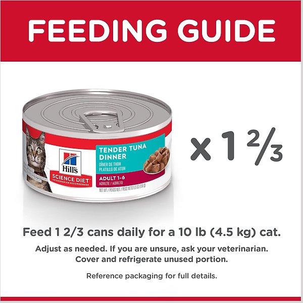 Show full view: Hill's Science Diet Adult Tender Tuna Dinner Canned Cat Food, 156-g can, case of 24 slide 5 of 9
