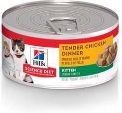 Hill's Science Diet Kitten Tender Chicken Dinner Canned Cat Food, 156-g can, case of 24