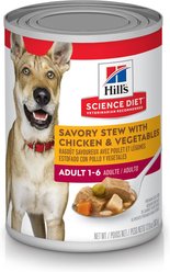 Hill's Science Diet Adult Savory Stew with Chicken & Vegetables Canned Dog Food, 363-g, case of 12