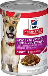Hill's Science Diet Adult Savory Stew with Beef & Vegetables Canned Dog Food, 363-g can, case of 12