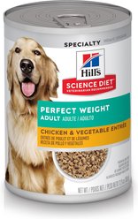 Hill's Science Diet Adult Perfect Weight Chicken & Vegetables Entree Canned Dog Food, 363-g can, case of 12
