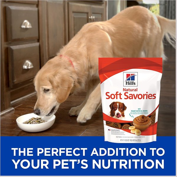 Show full view: Hill's Science Diet Natural Soft Savories with Peanut Butter & Banana Dog Treats, 227-g bag slide 3 of 8