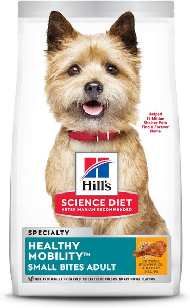 Hill's Science Diet Adult Healthy Mobility Small Bites Chicken Meal, Brown Rice & Barley Recipe Dry Dog Food, 1.81-kg bag slide 1 of 8