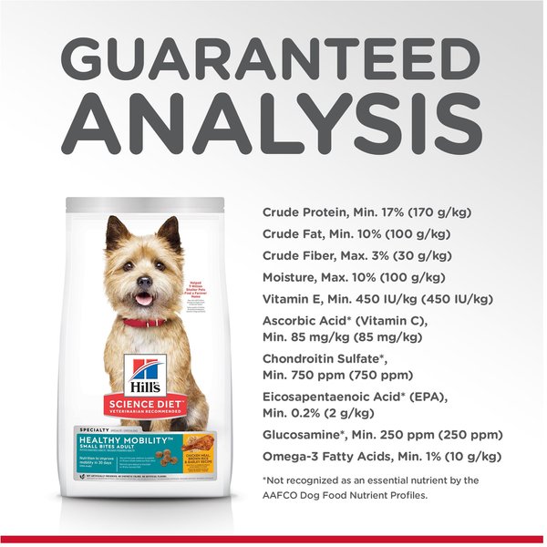 Show full view: Hill's Science Diet Adult Healthy Mobility Small Bites Chicken Meal, Brown Rice & Barley Recipe Dry Dog Food, 1.81-kg bag slide 4 of 9