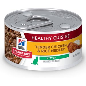 Hill's Science Diet Kitten Healthy Cuisine Roasted Chicken & Rice Medley Canned Cat Food, 79-g can, case of 24