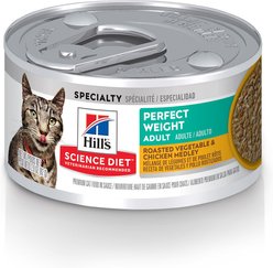 Hill's Science Diet Adult Perfect Weight Roasted Vegetable & Chicken Medley Canned Cat Food, 82-g, case of 24