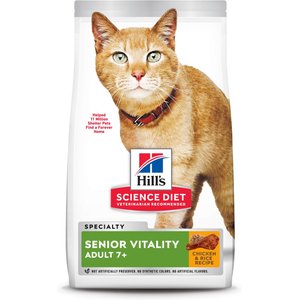 Hill's Science Diet Adult 7+ Senior Vitality Chicken Recipe Dry Cat Food, 5.89-kg bag