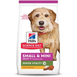 Hill's Science Diet Adult 7+ Senior Vitality Small & Mini Chicken & Rice Recipe Dry Dog Food, 1.58-kg bag