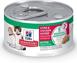 Hill's Science Diet Kitten Liver & Chicken Entree Canned Cat Food, 82-g can, case of 24