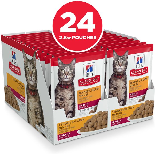 Show full view: Hill's Science Diet Adult Tender Chicken Recipe Cat Food, 79-g pouch, case of 24 slide 3 of 8