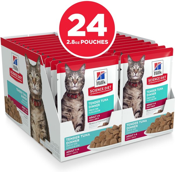 Show full view: Hill's Science Diet Adult Tender Tuna Recipe Cat Food, 79-g pouch, case of 24 slide 3 of 8