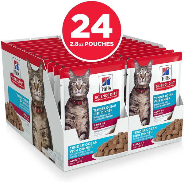 Show full view: Hill's Science Diet Adult Tender Ocean Fish Recipe Cat Food, 79-g pouch, case of 24 slide 3 of 8