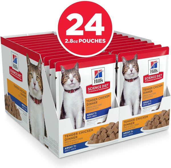 Show full view: Hill's Science Diet Adult 7+ Tender Chicken Recipe Cat Food, 79-g pouch, case of 24 slide 3 of 8