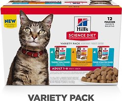Hill's Science Diet Adult Tender Dinner Variety Pack Cat Food, 79-g pouch, case of 12