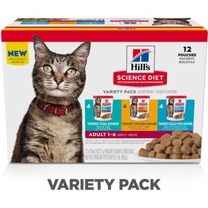 Hill's Science Diet Adult Tender Dinner Variety Pack Cat Food, 79-g pouch, case of 12