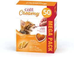Catit Creamy Chicken & Liver Flavour Lickable Cat Treat, 15-g tube, case of 50
