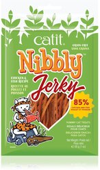Catit Nibbly Chicken & Fish Jerky Cat Treats, 30-g pouch