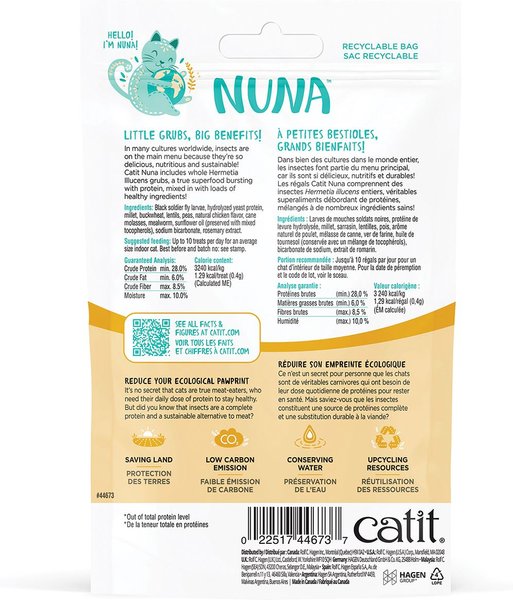 Show full view: Catit Nuna Insect Protein Medley Crunchy Cat Treats, 60-g pouch slide 3 of 3