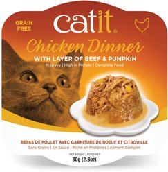 Catit Chicken Dinner with Beef & Pumpkin Wet Cat Food, 80-g pouch