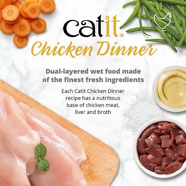Show full view: Catit Chicken Dinner with Liver & Sweet Potato Wet Cat Food, 80-g pouch slide 3 of 5