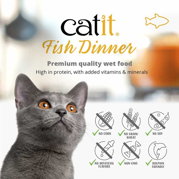 Show full view: Catit Fish Dinner with Tuna & Carrot Wet Cat Food, 80-g pouch slide 4 of 5